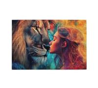 Cafemira Puzzle da 1000 pezzi in legno per adulti, ragazza e tigre, brainstorming per alleviare lo stress, usa la tua immaginazione al massimo, ideale per il relax e il divertimento in famiglia