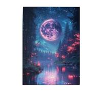 Cafemira Puzzle in legno da 500 pezzi, bellissimo cielo stellato, con la luna appesa al centro dell'immagine, esercita le mani sulle abilità e il pensiero, brainstorming per alleviare lo stress