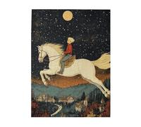 Cafemira Puzzle in legno da 500 pezzi, ragazzo che cavalca un cavallo bianco sotto il cielo stellato, gioco di puzzle per adulti, esercitare abilità pratiche e pazienza di pensiero, per feste e