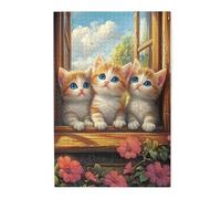 Cafemira Puzzle in legno, gattini e fiori, puzzle per adulti 1000 pezzi, montaggio manuale della tua decorazione per la casa, arte da parete, ogni pezzo è unico, ideale per relax e divertimento in