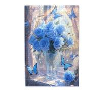 Cafemira Un grande bouquet di rose blu ghiaccio, puzzle in legno da 1000 pezzi per adulti, montaggio manuale della tua decorazione per la casa, arte da parete, impegnativo esercizio cerebrale, ideale