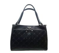 CAFèNOIR Borsa donna a spalla Nera Shopping con zip Nero Borsa grande stampa logo embossed all over