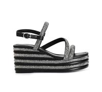 CAFèNOIR C1HB9029N001370 Sandalo Strass con Zeppa Righe Strass Nero 37