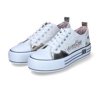 CAFèNOIR Cafe Noir Sneakers Mid in Tessuto con Patch Strass - C1DM9128 - Panna, 37