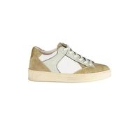 CAFèNOIR - Sneakers da Donna in Pelle E Pelle Scamosciata con Riporti Effetto Metallico, da Donna, Colore Bianco Camel, Taglia 38
