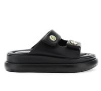 CafèNoir - Ciabatta In Pelle Con Due Velcri E Bottoni, Da Donna, Colore Nero, Taglia 38