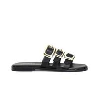 CafèNoir - Ciabatta In Pelle Tre Fibbie, Da Donna, Colore Nero, Taglia 37