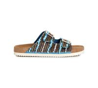 CafèNoir donna ciabatta doppia fibbia con ricami tacco basso Colore Blu