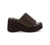CafeNoir Donna Ciabatta in Pelle Intrecciata Testa di Moro