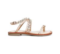 CafèNoir donna sandalo infradito tacco basso con strass in pelle Colore Oro