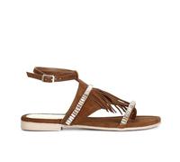 CAFèNOIR - Infradito In Camoscio Con Frange E Catena Strass, Da Donna