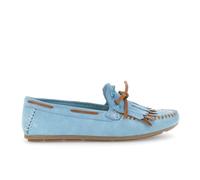 CAFèNOIR - Mocassini in Pelle Scamosciata con Frangia, da Donna, Colore Azzurro, Taglia 39