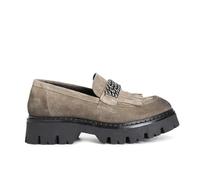 CAFèNOIR - Mocassino da Donna con Frangia E Accessorio in Pelle Scamosciata, da Donna, Colore Noce
