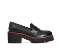 CAFèNOIR - Mocassino da Donna in Pelle con Suola Nera E Guardolo Colorato, da Donna, Colore Nero/Rosso, Taglia 40