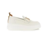 CafèNoir Mocassino Donna Bianco Platform con Accessorio Dorato