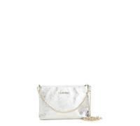 CafèNoir - Pochette In Pelle Laminata Con Doppia Tarcolla In Catena, Da Donna, Colore Platino, Taglia Unica