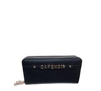 CAFèNOIR Portafoglio donna Nero doppia zip portamonete portacarte logo wallet porta carte di credito documenti (Nero)