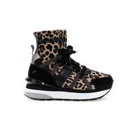 CafèNoir - Running Tronchetti in Tessuto Elasticizzato, da Donna, Colore Nero/Leopardo, Taglia 38