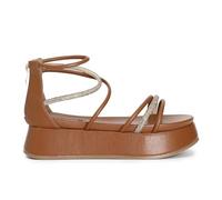 CafèNoir - Sandali Asimmetrico Con Mignons, Da Donna, Colore Cuoio, Taglia 37