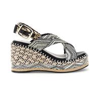 CAFèNOIR - Sandali Con Incrocio In Tessuto Su Zeppa Fasciata, Da Donna, Colore Multi Nero, Taglia 37
