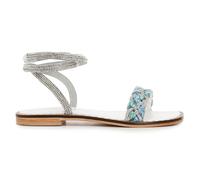 CafèNoir sandali flat rafia intrecciata e cinturino strass Colore Bianco