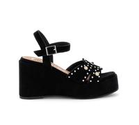 CAFèNOIR - Sandali Gilda In Camoscio Su Zeppa Con Borchie E Cabochon, Da Donna, Colore Nero, Taglia 38