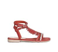 CAFèNOIR - Sandali In Camoscio Con Frange E Catena Strass, Da Donna, Colore Corallo, Taglia 35