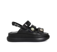 CAFèNOIR - Sandali In Pelle Con Bottoni E Velcri, Da Donna, Colore Nero, Taglia 38