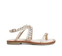 CAFèNOIR - Sandali Infradito Laccio Alla Caviglia In Pelle Laminata Con Strass, Da Donna, Colore Oro Rosa, Taglia 37