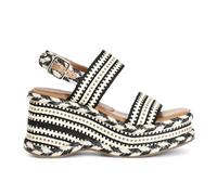 CAFèNOIR - Sandali Zeppa Doppia Fascia In Tessuto, Da Donna, Colore Nero Beige, Taglia 36