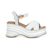 CAFèNOIR - Sandali Zeppa In Tessuto, Da Donna, Colore Bianco/celeste, Taglia 37