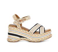 CAFèNOIR - Sandali Zeppa In Tessuto, Da Donna, Colore Multi Arancio, Taglia 37