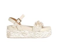 CafèNoir Sandali Zeppa Rafia una Fascia con Catena Colore Beige