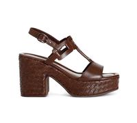 CafèNoir Sandalo con Platform Pelle Intrecciata e T-Strap Colore Marrone