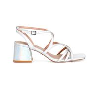 CafèNoir Sandalo Donna Iridescente con Tacco Largo e Listini Colore Argento