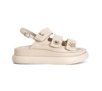 CafèNoir Sandalo Donna Platform con Bottoni Gioiello e Velcro Colore Beige