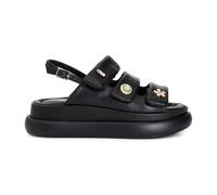 CafèNoir Sandalo Donna Platform con Bottoni Gioiello e Velcro Colore Nero