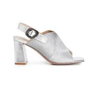 CafèNoir Sandalo Donna Slingback con Tacco Largo e Texture Rete Colore Argento
