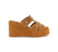 CafèNoir Sandalo Donna Zeppa Marrone con Borchie e Cabochon