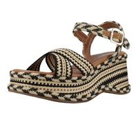 CAFèNOIR Sandalo Nero Beige in Tessuto con Zeppa da Donna - 38