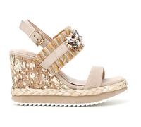 CafèNoir sandalo zeppa alta rafia multi e strass Colore Beige