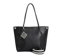 CafèNoir - Shopping Bag In Materiale Con Grana E Tracolla Removibile In Nastro, Da Donna, Colore Nero, Taglia Unica