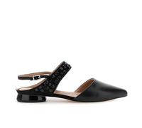 CAFèNOIR - Slingback in Nappa E Microfibra con Multistrass, da Donna, Colore Nero/Nero, Taglia 36