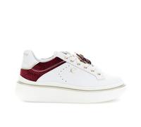CafèNoir - Sneaker Allacciata in Pelle Rivestita con Inserto in Velluto, da Donna, Colore Bianco/Bordeaux, Taglia 40