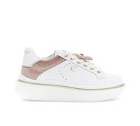 CafèNoir - Sneaker Allacciata in Pelle Rivestita con Inserto in Velluto, da Donna, Colore Bianco/Cipria, Taglia 37