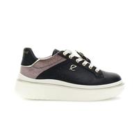 CafèNoir - Sneaker Allacciata in Pelle Rivestita con Inserto in Velluto, da Donna, Colore Nero/Taupe, Taglia 39