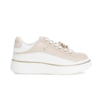 CAFèNOIR - Sneaker in Pelle con Accessorio Smaltato, da Donna, Beige/Bianco, Numeric_37