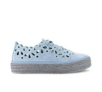 CAFèNOIR - Sneakers Allacciate in Pelle con Intagli Laserati, da Donna, Colore Cielo, Taglia 38