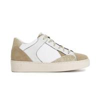 CAFèNOIR - Sneakers da Donna in Pelle E Pelle Scamosciata con Riporti Effetto Metallico, da Donna, Colore Bianco Camel, Taglia 37