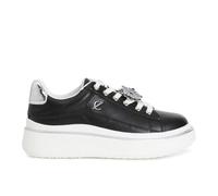 CAFèNOIR - Sneakers Donna in Pelle con Plateau 3 cm e Accessorio Smaltato, Scarpe Sportive con Lacci e Suola Morbida, Punta Tonda e Dettaglio Rimovibile